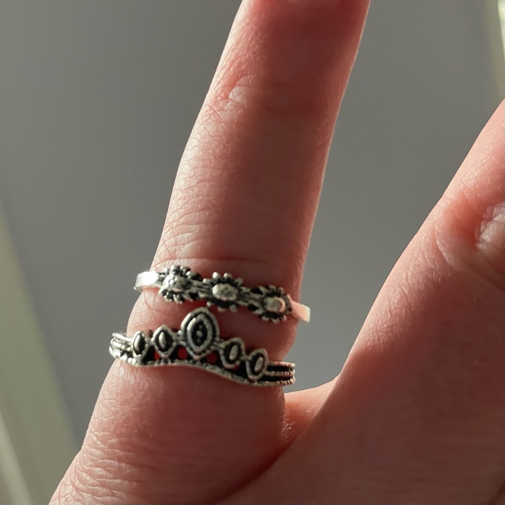 Boutique Silver Plated Bohemuan Stacking Ring Set